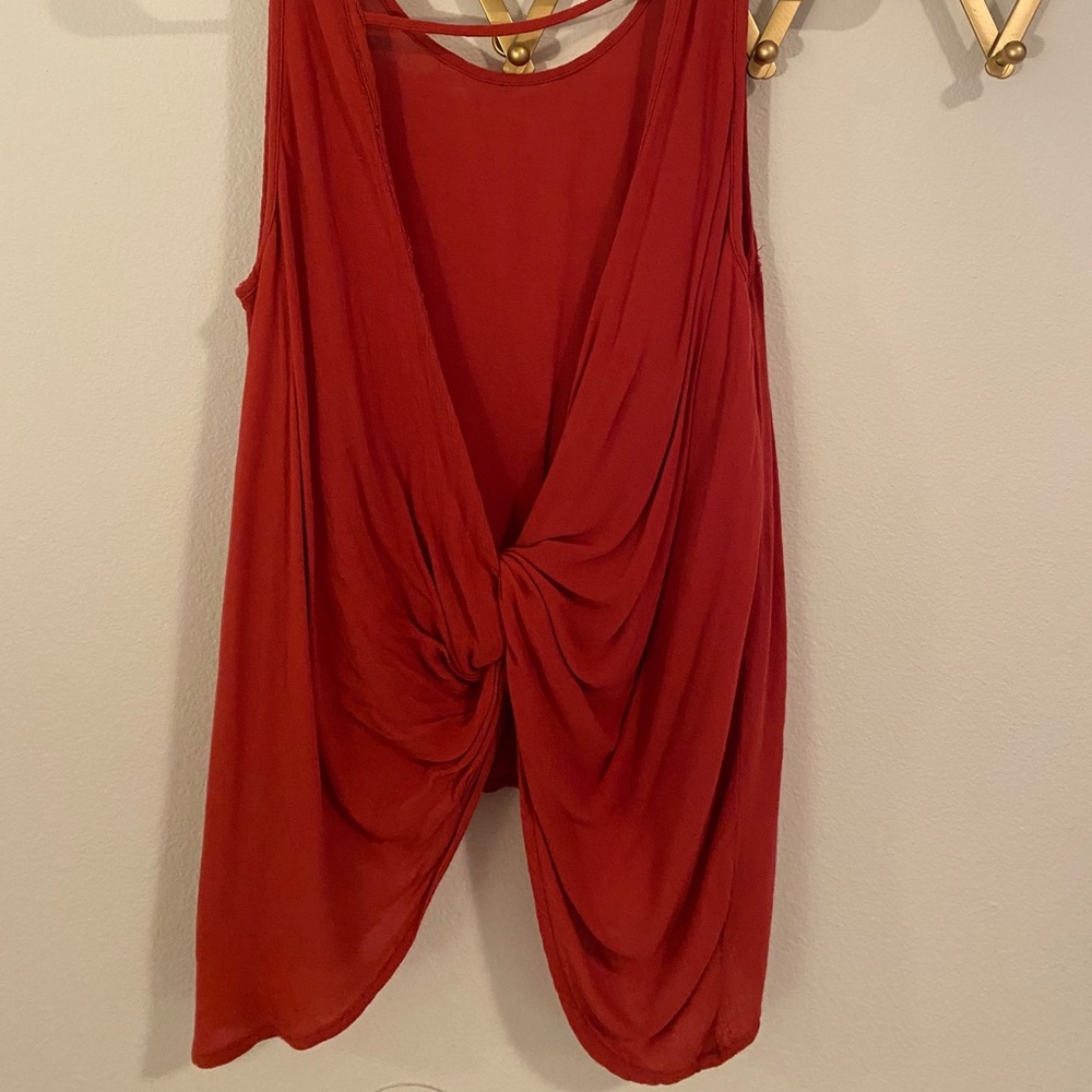 Red open back tank top